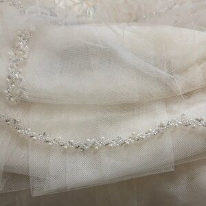 Elegant Cream Veil with Silver Embellishments